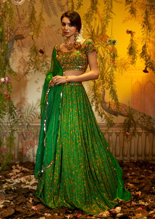 Green neem lehenga set