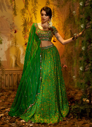 Green neem lehenga set