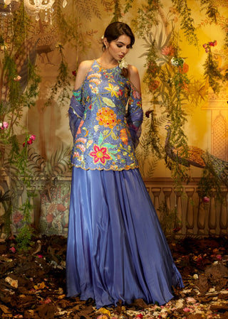 Lilac asharfi tunic and lehenga set