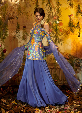 Lilac asharfi tunic and lehenga set