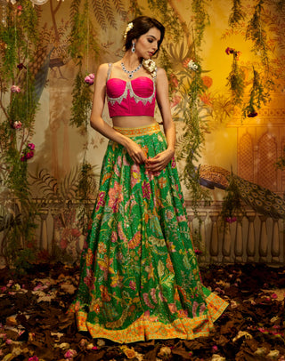 Green gulabo lehenga and corset set