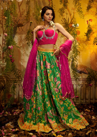 Green gulabo lehenga and corset set