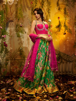 Green gulabo lehenga and corset set