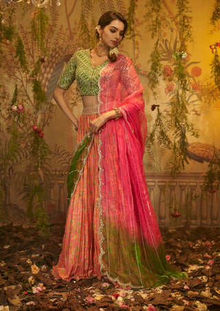 Pink gull mehendi lehenga set