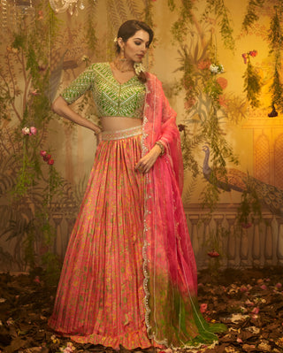 Pink gull mehendi lehenga set