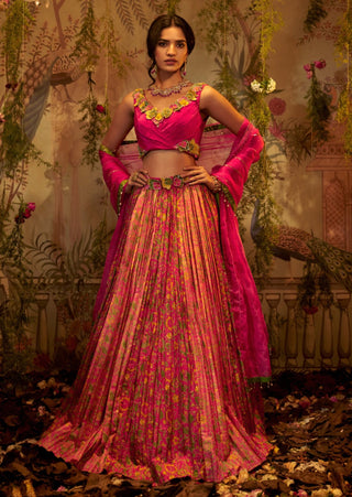 Pink rukhmani lehenga set