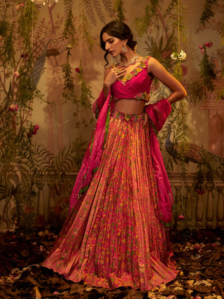 Pink rukhmani lehenga set