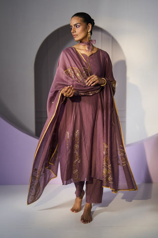 Purple husna kurta set