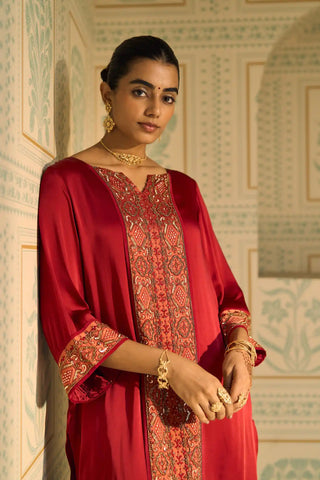 Red seerat kurta set