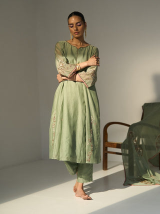 Green husna kurta set