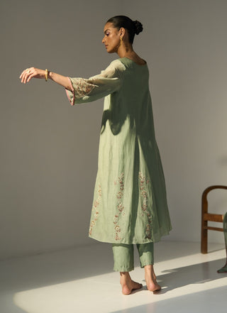 Green husna kurta set