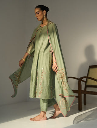 Green husna kurta set