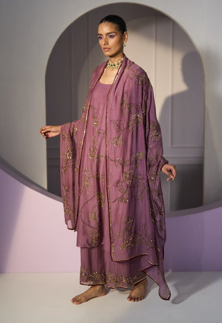 Purple basant kurta set