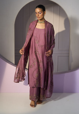 Purple basant kurta set