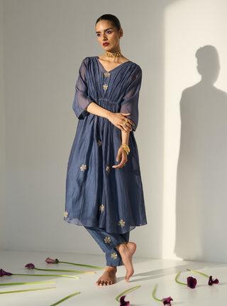 Blue kashni kaftaan set