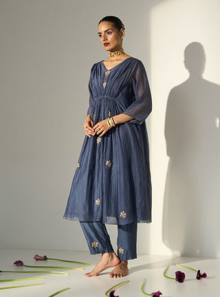 Blue kashni kaftaan set