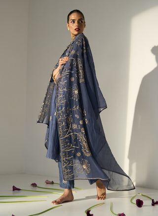 Blue kashni kaftaan set