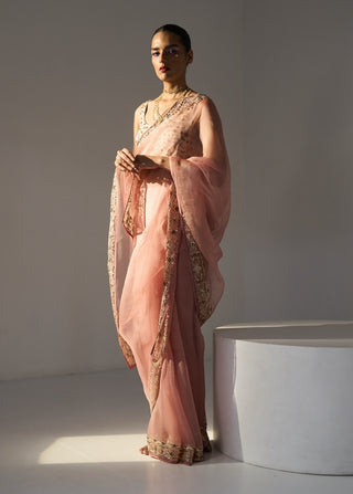 Pink pavit saree and blouse piece