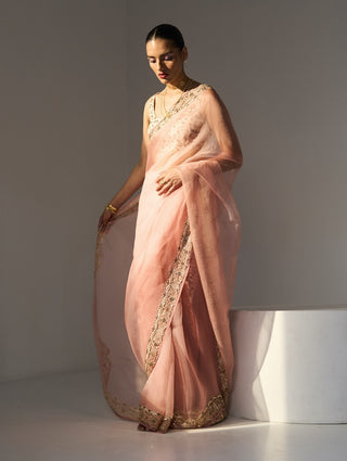 Pink pavit saree and blouse piece