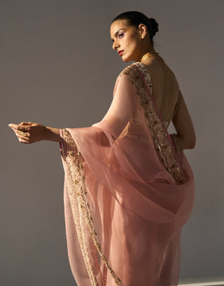 Pink pavit saree and blouse piece