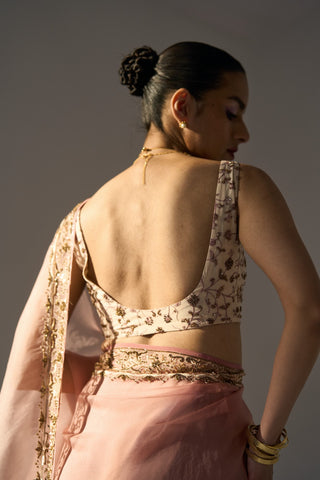 Pink pavit saree and blouse piece