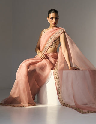 Pink pavit saree and blouse piece