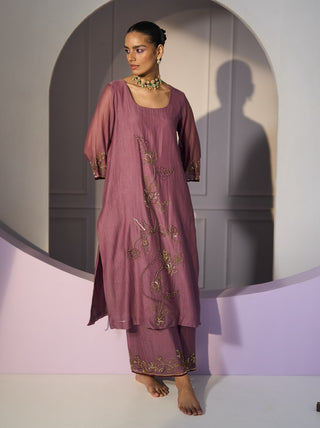 Purple basant kurta set