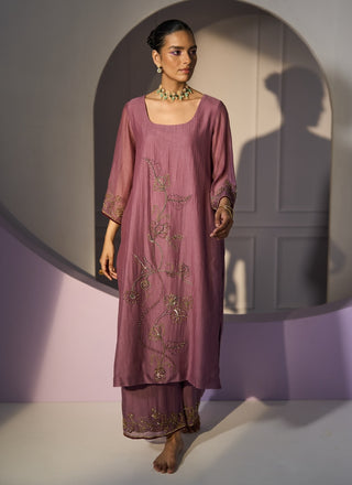 Purple basant kurta set