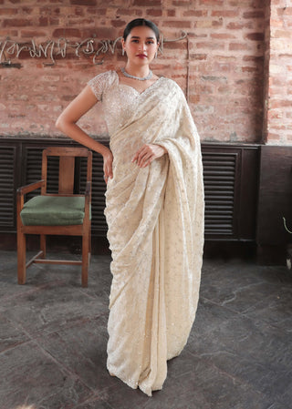 Gold tissue zardosi saree and blouse