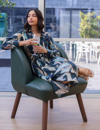 Blue floral printed dress