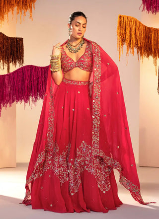 Rani pink embroidered lehenga set