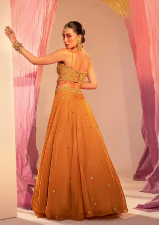 Yellow embroidered lehenga set