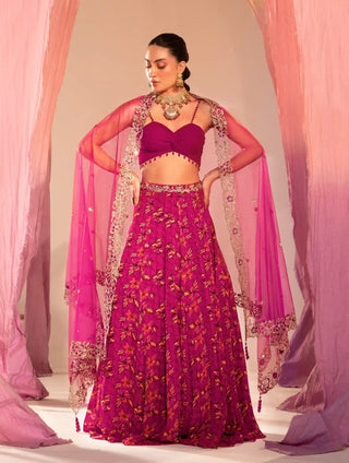 Purple printed lehenga set