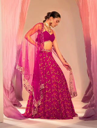 Purple printed lehenga set