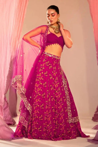 Purple printed lehenga set