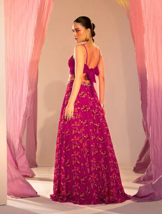 Purple printed lehenga set