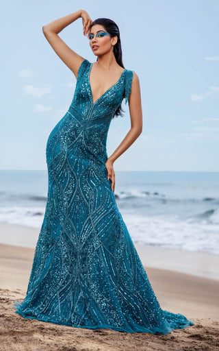 Cobalt blue mermaid gown