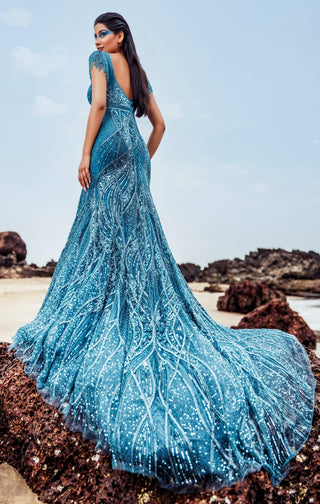 Cobalt blue mermaid gown