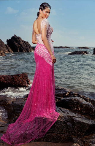 Pink mermaid embroidered gown