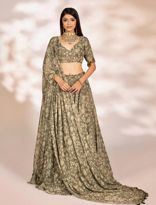 Mira green lehenga set