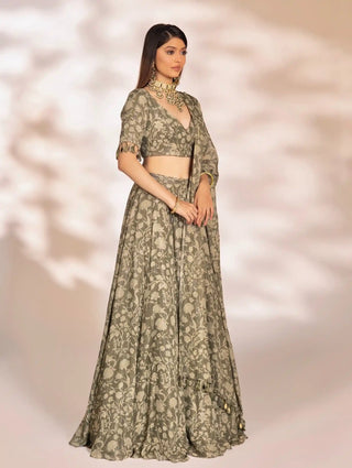 Mira green lehenga set