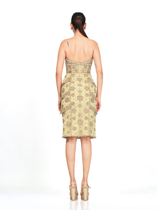 Pistachio embroidered strapless dress