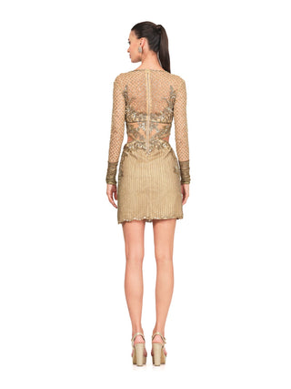 Gold embroidered short dress