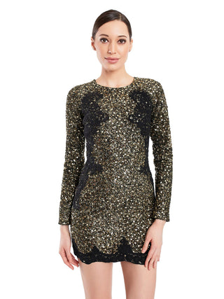 Classic black gold sequinned short dress