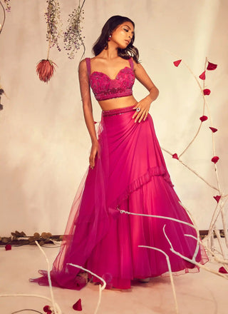 Hibiscus pink embroidered lehenga and blouse