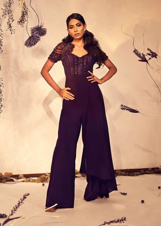 Ultra violet draped jumpsuit