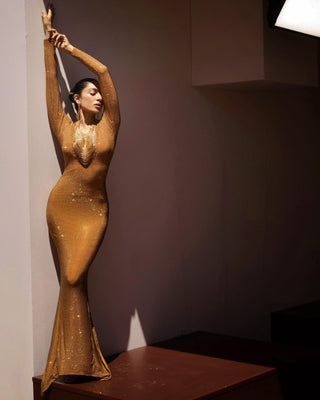 Gold sparkle siren titi gown