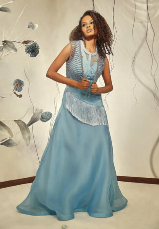 Powder blue extravagant gown and jacket