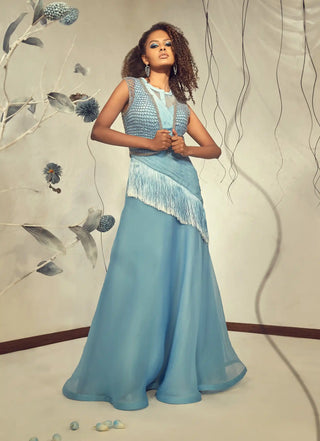 Powder blue extravagant gown and jacket