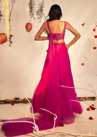 Hibiscus pink embroidered lehenga and blouse